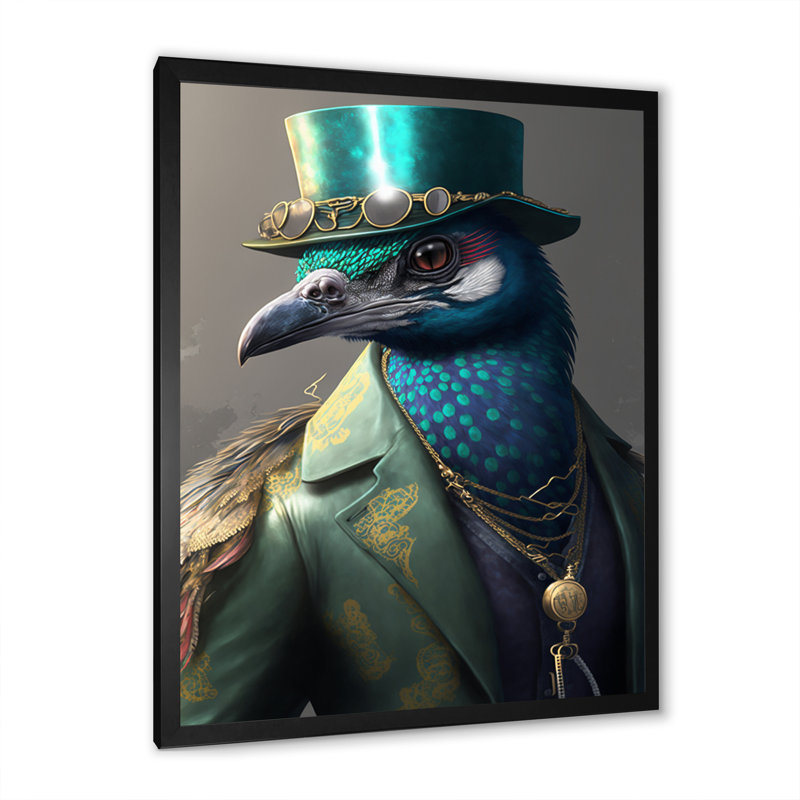«Peacock Gangster in NYC II», impression sur toile, Impression noire sur toile encadrée, H 20 po x l 12 po x P 1 po