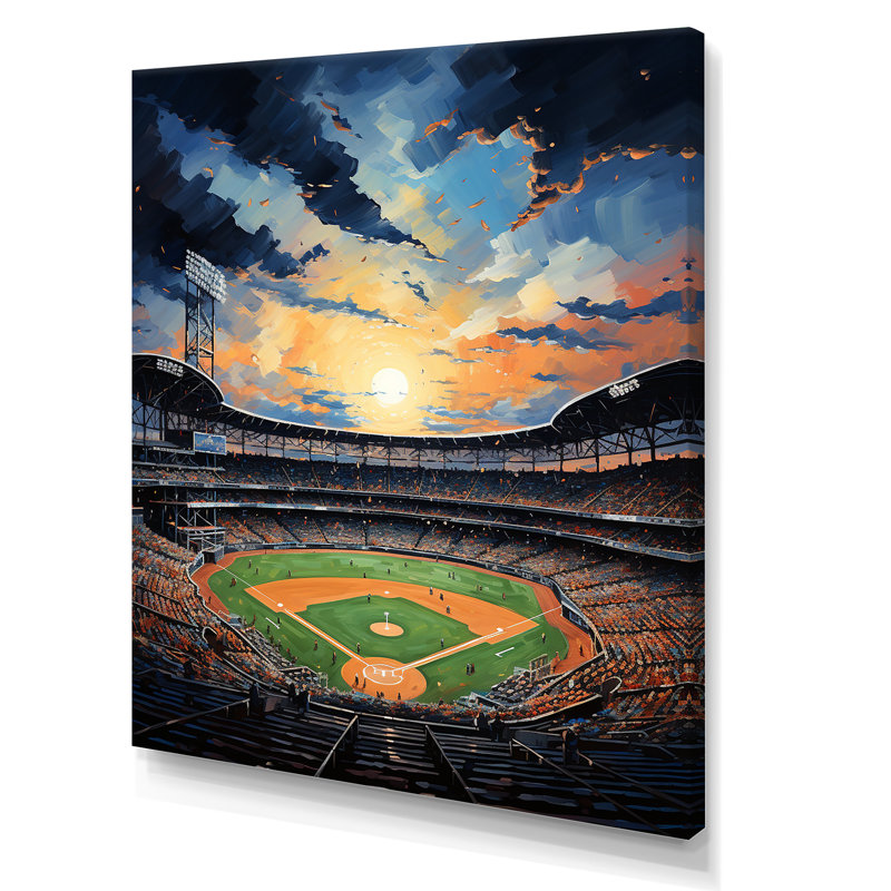 «Stadium In Spotlight Pointillism», peinture I, H 40 po x l 30 po x P 1,5 po, Toile tendue