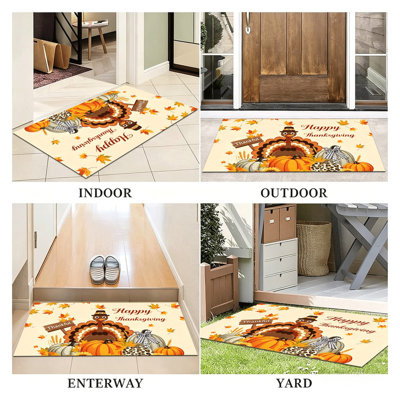 Non-Slip Indoor Outdoor Door Mat, 20"x32",Stone Wall Welcome