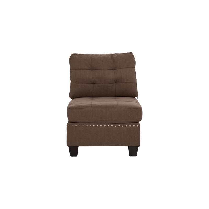Meuble de salon capitonné sans accoudoirs 1pc, Brun