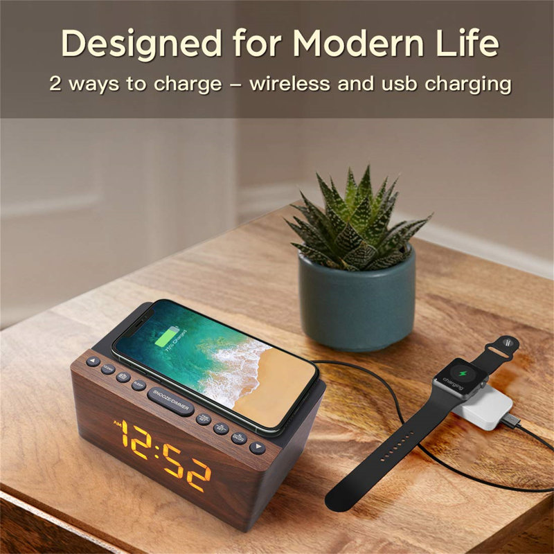Digital Electric Alarm Tabletop Clock, Brown