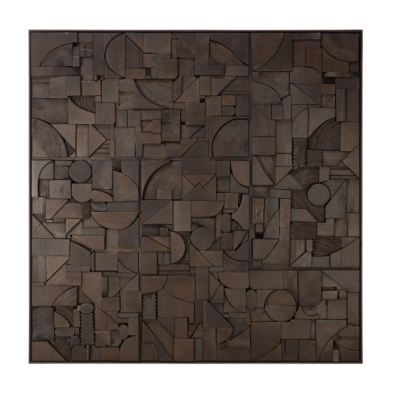 Handmade Solid Wood Wall Decor, Dark Brown, 36" H x 47" W x 2" D