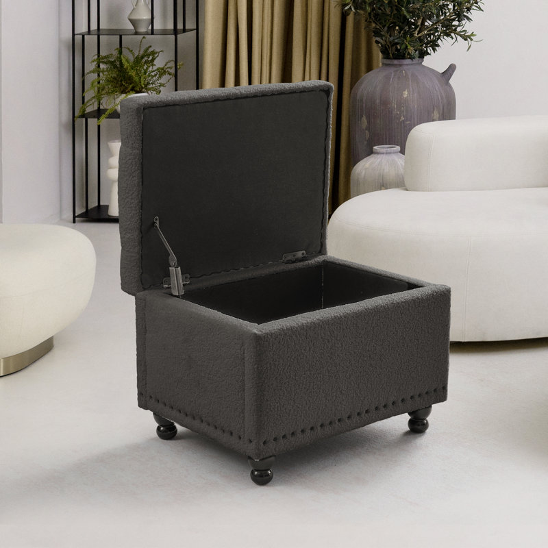 23.6” Tufted Upholstered Storage Ottoman, Gray