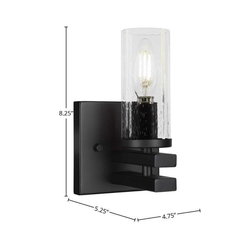 Belmont Wall Sconce, Clear Seedy, Black