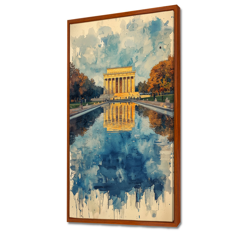 «Lincoln Memorial Reflections Of Freedom V» - Impression sur toile encadrée Lincoln Memorial, H 60 po x l 28 po, Brun