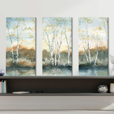 " Birch Riverbank " by Carol Robinson 3 - Pieces Painting Print