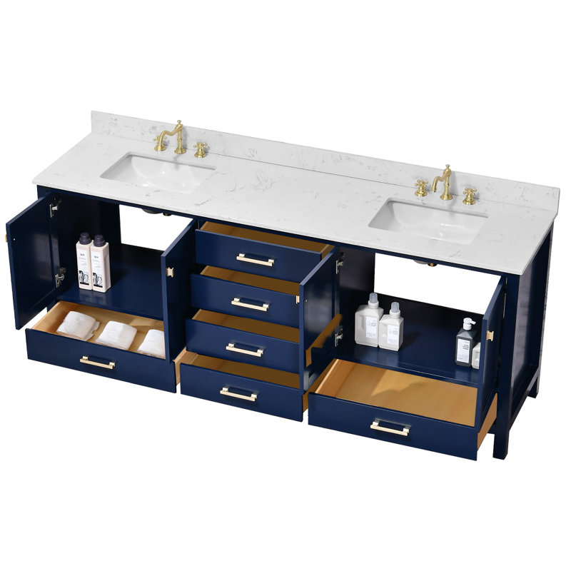 Angela 84" Double Bathroom Vanity Set, Blue