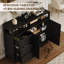 47" Buffet Sideboard Coffee Bar Storage Cabinet with Open Shelf, 2 Doors ,3 Drawers and Built-in Charging Station,Black-1665463304