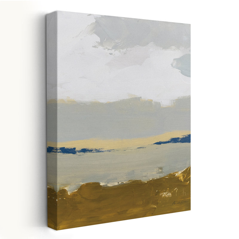 Sands III - Abstract Blue Brown Clouds, 36" H x 24" W