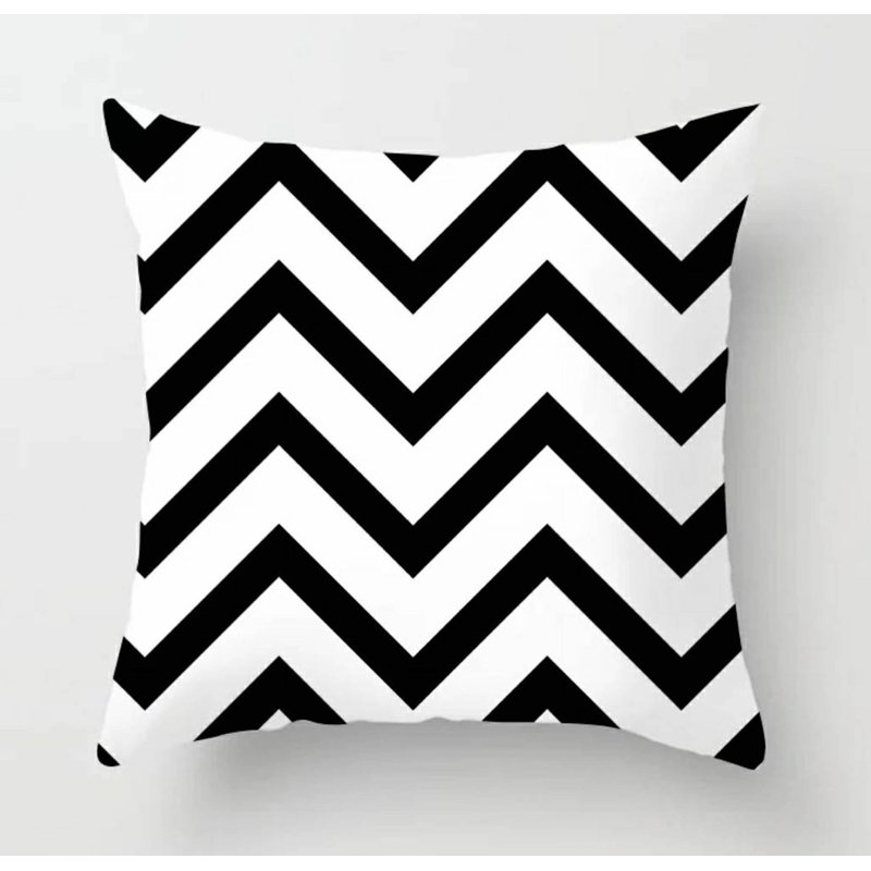 Kearna Black/White Throw Pillow Cover, Black Chevron