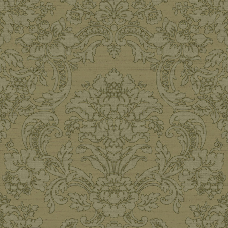 Italian Silks and Damasks 10.05m x 53cm Textured Wallpaper Roll, Dark Green