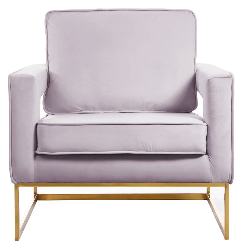 Binghamton Velvet Armchair, Pink Velvet, Gold