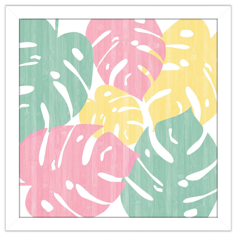 « monstera ii brillante on white », reproduction d’art sur toile encadrée, H 21,5 po x l 21,5 po x P 0,75 po, Cadre blanc