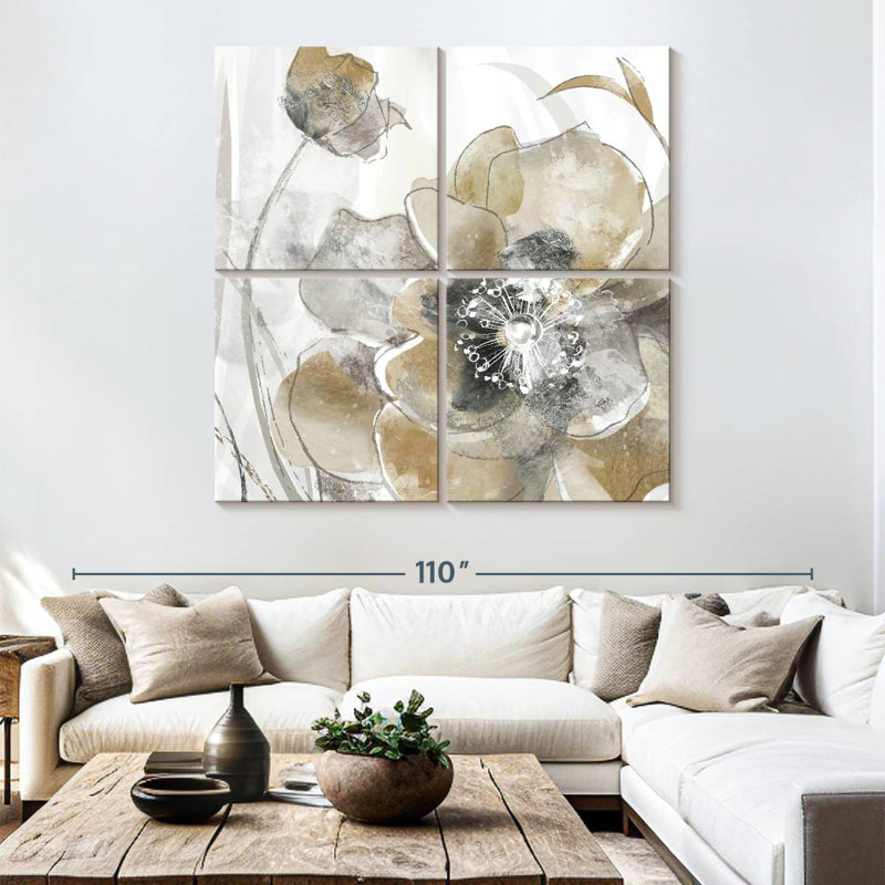 Harnek Taupe Spring Poppy I, 74" H x 74" W