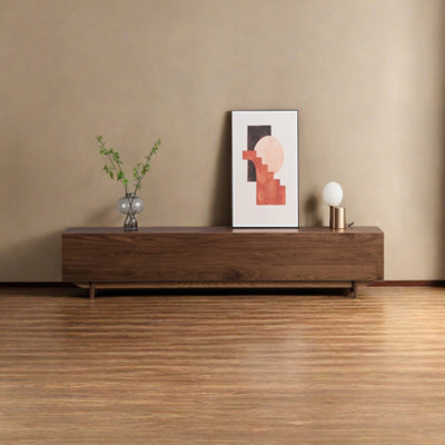 Walnut TV Stand with Cabinets Storage