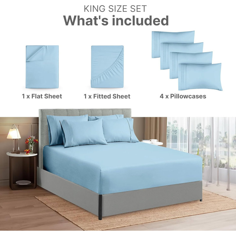 Light Blue Full Size Microfiber Deep Pocket Sheet Set