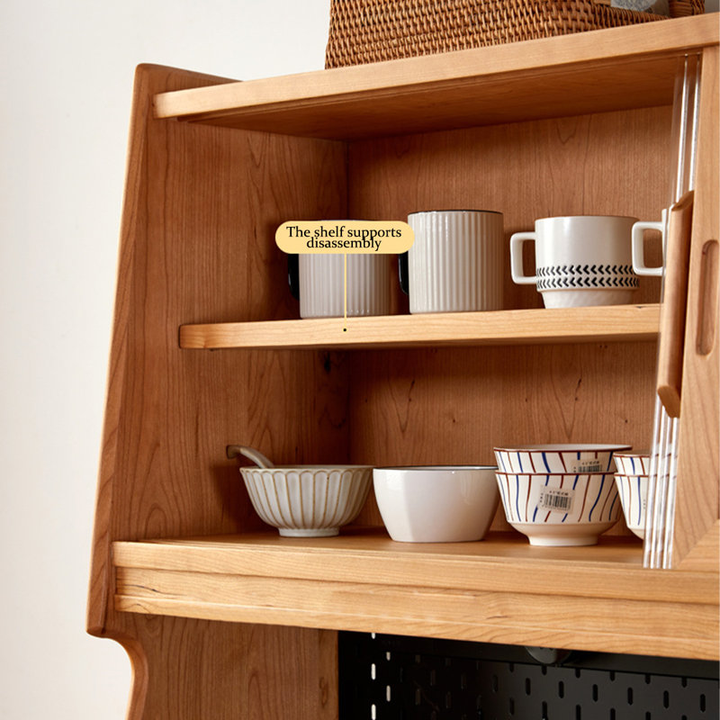 Armoire de cuisine multifonctionnelle en bois massif en acier inoxydable