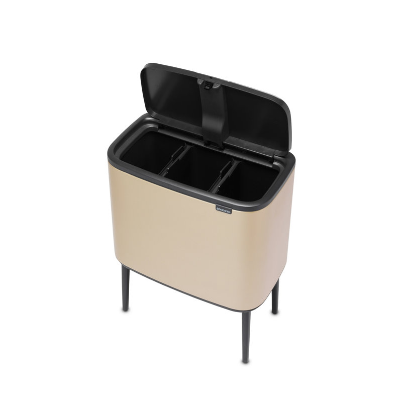 Poubelle de recyclage multi-compartiments 3 x 3 gallons (capacité de 9 gallons), Or métallique