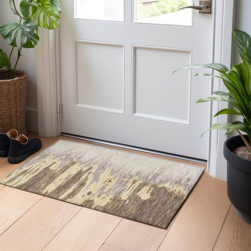 Coffee Synthetic Rectangular Washable Non-slip Rug 30" x 20"