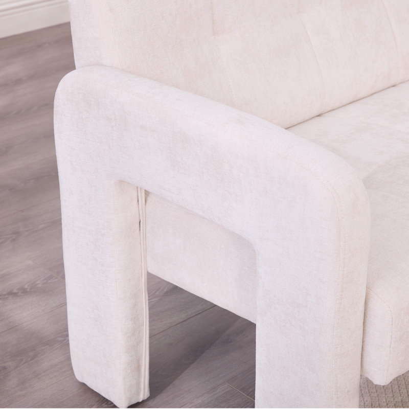 Small Loveseat Sofa With Dual Armrests,modern Double Armchair For Small Space, Beige