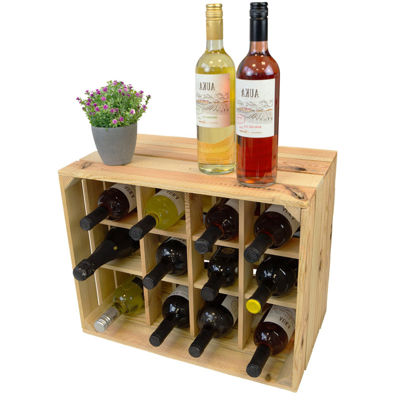 Santel Floor Wine Bottle Rack Flamed, Natural Brown