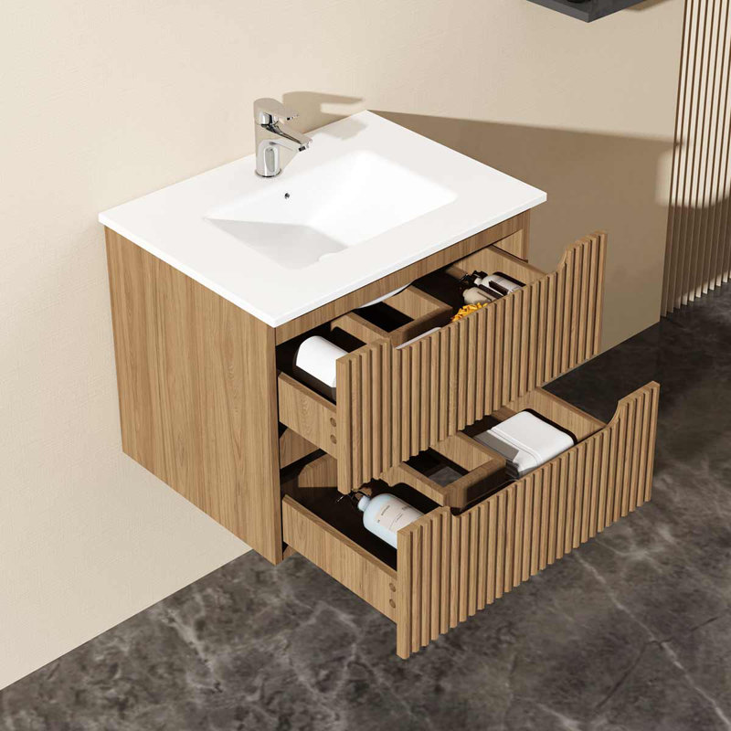 Armoire de salle de bain murale 24 "avec lavabo flottant