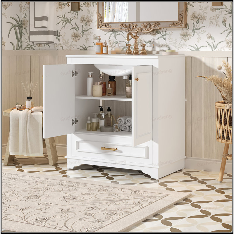 Meuble-lavabo 30 po avec lavabo en céramique, Blanc