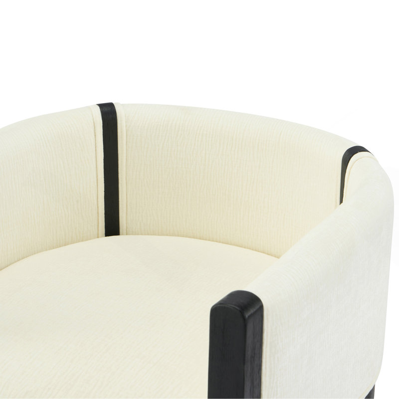 Fauteuil en lin rembourré avec pieds en bois d'hévéa noir (ensemble de 2)