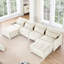 Beige à quatre places revêtu de chenille, avec coussin lombaire mobile, structure en bois, ergonomique, éponge et configuration flexible avec revêtement en chenille, forme, rembourrage résilient,-830696693