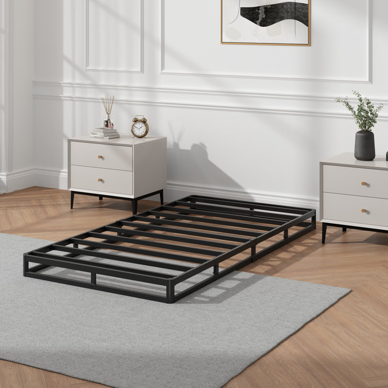 Sommier tapissier à profil bas de 5 pouces avec base de matelas en tissu facile à assembler, 5", Lit simple