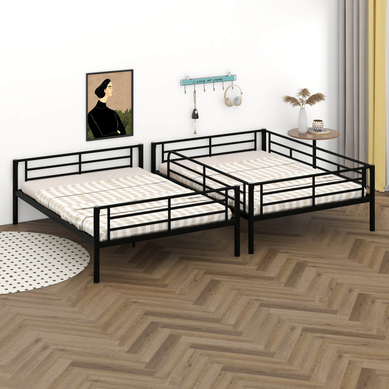 Lit superposé double sur double pour adultes, structure de lit superposé moderne avec échelle et garde-corps pour la maison, le dortoir et la chambre d'amis