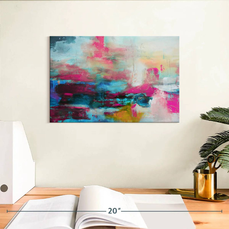Avery Abstract Pink Aqua, 8" H x 12" W