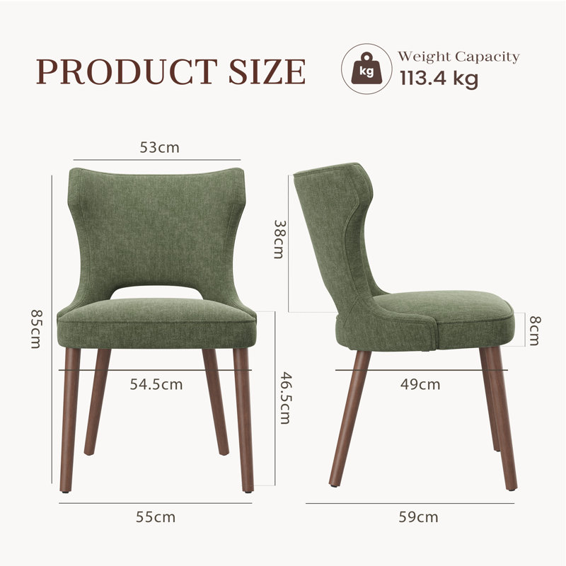 46.5cm H Fabric Upholstered Upholstered Back Side Chair, Green