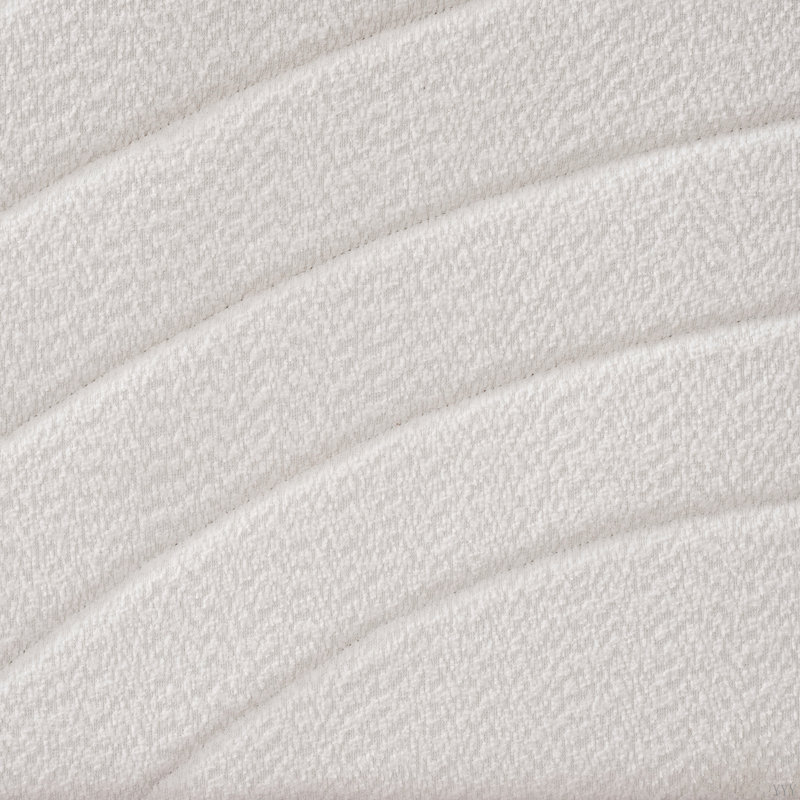 Lit avec tête de lit en tissu blanc, cadre champagne argenté et noir, Grand lit