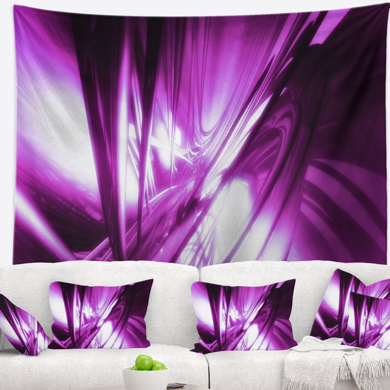 Tapisserie fractale mauve avec art abstrait 3D, H 32 po x l 39 po