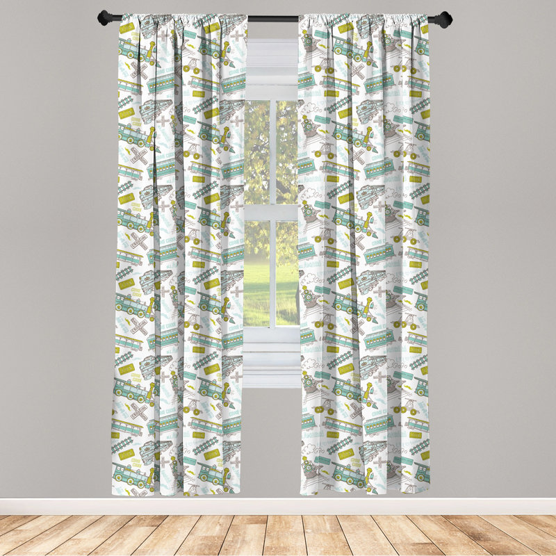 Blue 84-inch Polyester Rod Pocket Room-Darkening Curtain Panel Pair