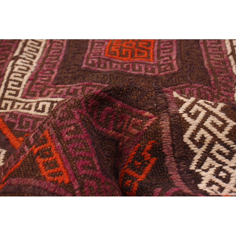 Tapis unique en laine noué à la main de style années 1990 de 5 pi 4 po x 10 pi 10 po bourgogne