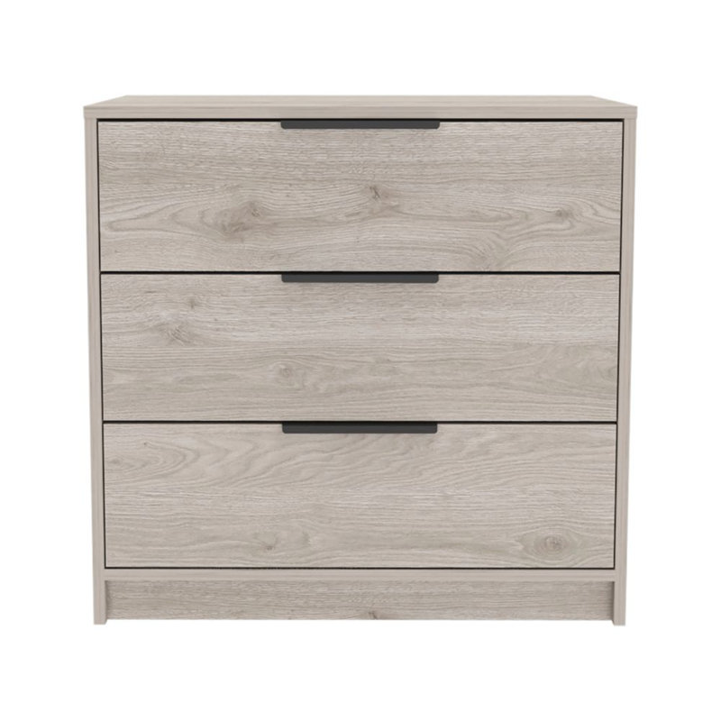 3-Drawer Rectangle Dresser Wengue and Oak, Light Gray