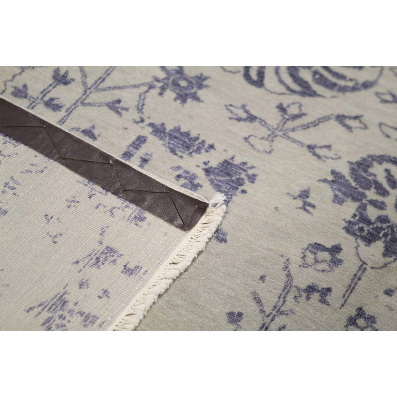 Hand-Knotted High-Quality Silver and Blue Area Rug