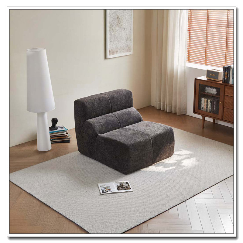 Fauteuil d'appoint, fauteuil sans accoudoirs en velours, Gris