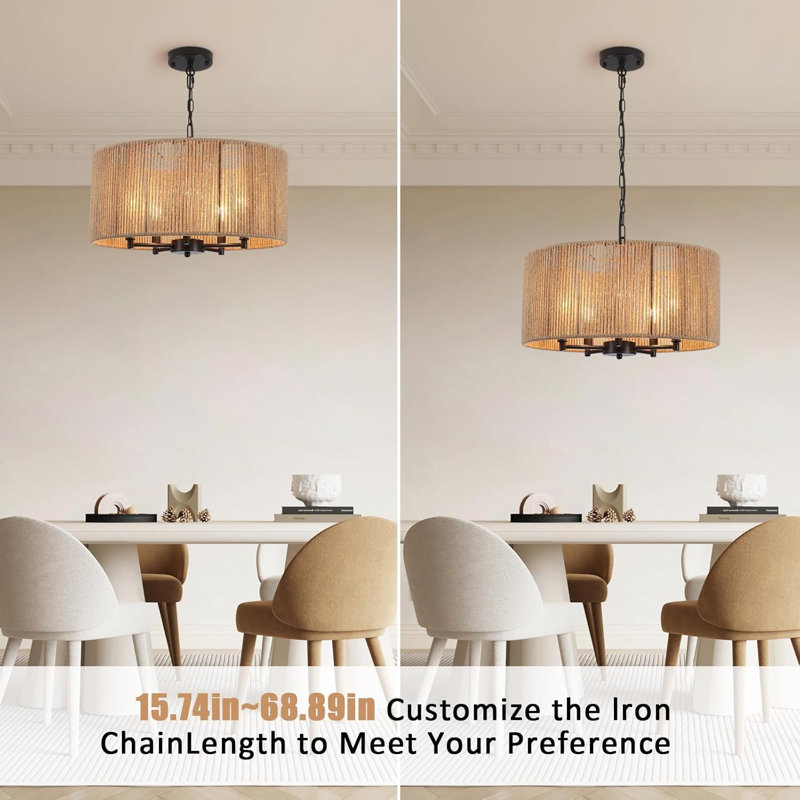 Lustre tambour 5 lumières Boho