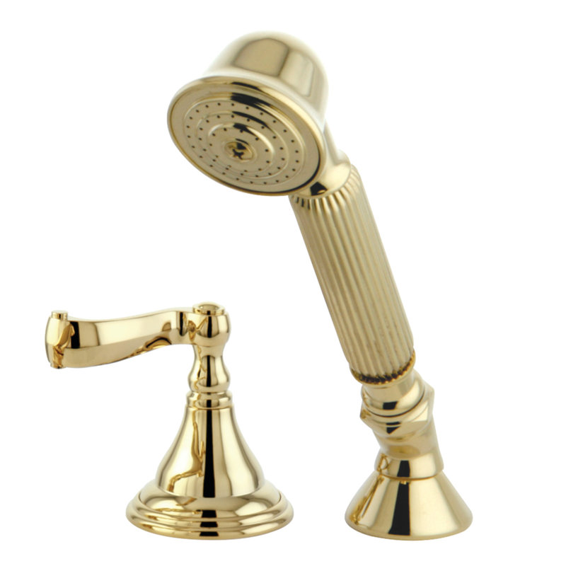 Kingston Brass Deck Mount Hand Shower with Diverter for Roman Tub Faucet, Polished Brass