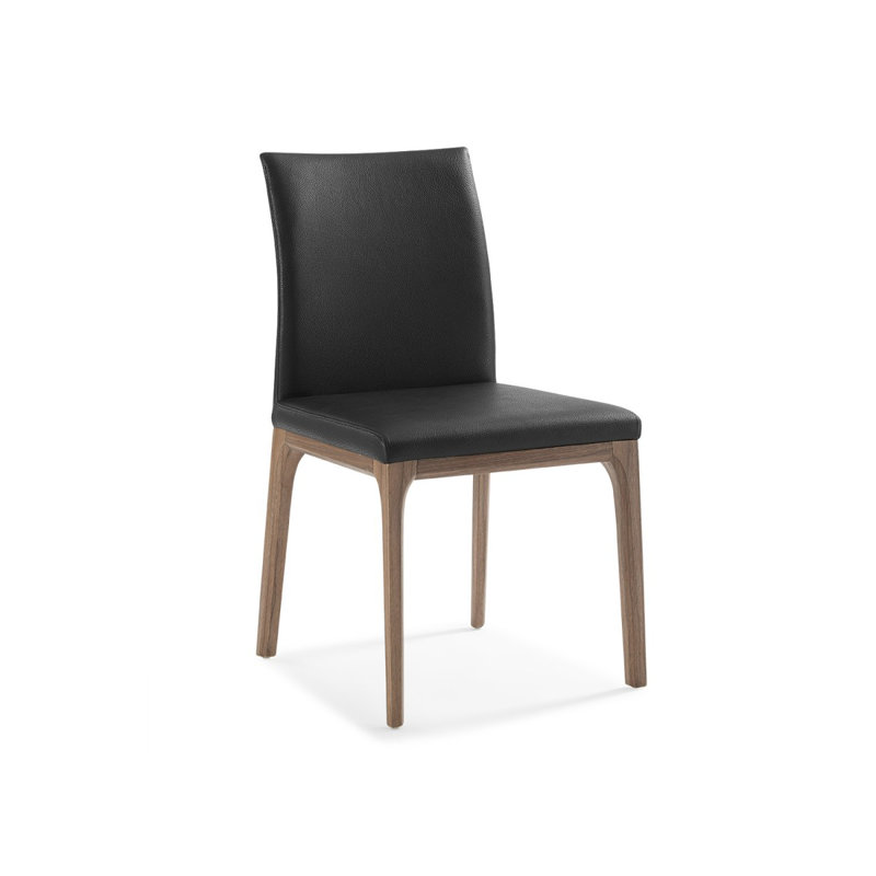 Chaise d'appoint rembourrée Jakiylah, Noir, Noyer