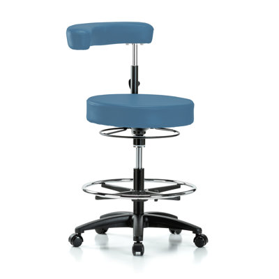 Geloff PERCH Height Adjustable Dental Stool with Procedure Arm and Foot Ring | Medium Bench Height 22.5-28"