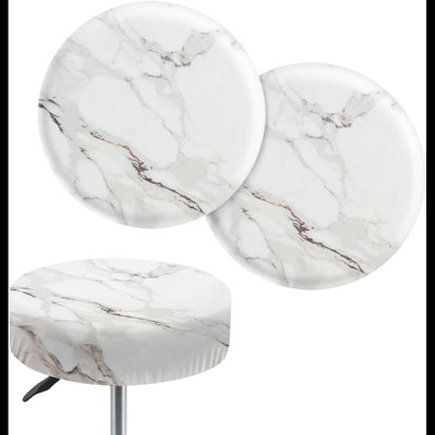 Ensemble de 2 tabourets de bar en marbre, ensemble de 2 housses de coussin de selles blanches