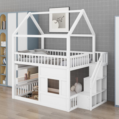 House Bed Featuring Integrated Shelf