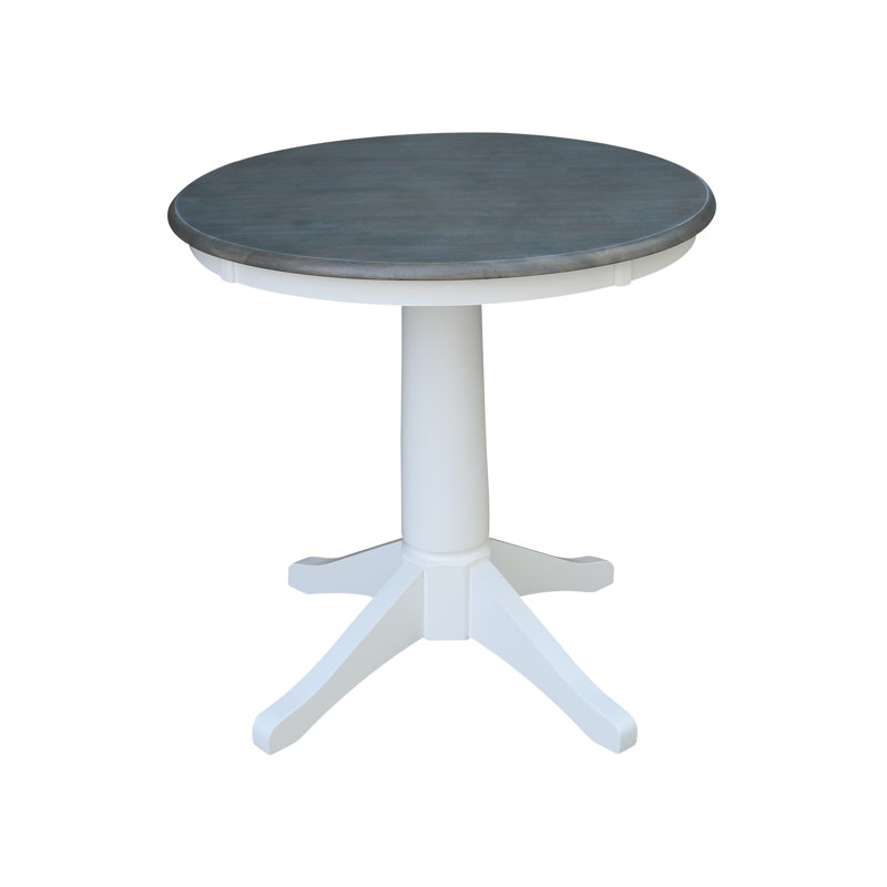 Imilia Solid Wood Pedestal Dining Table, 29.9" H x 30" L x 30" W, Heather Gray/White