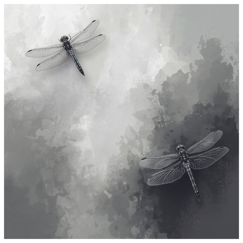 Housse de couette grise libellule Illustration, Lit simple