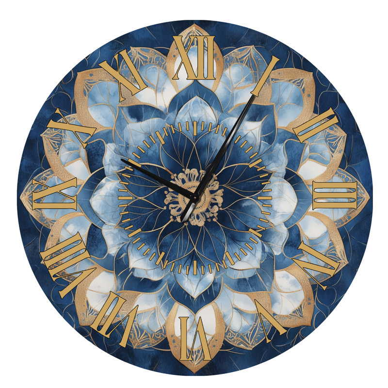 Horloge murale en métal Midnight Mandala II - Boho, Surdimensionné