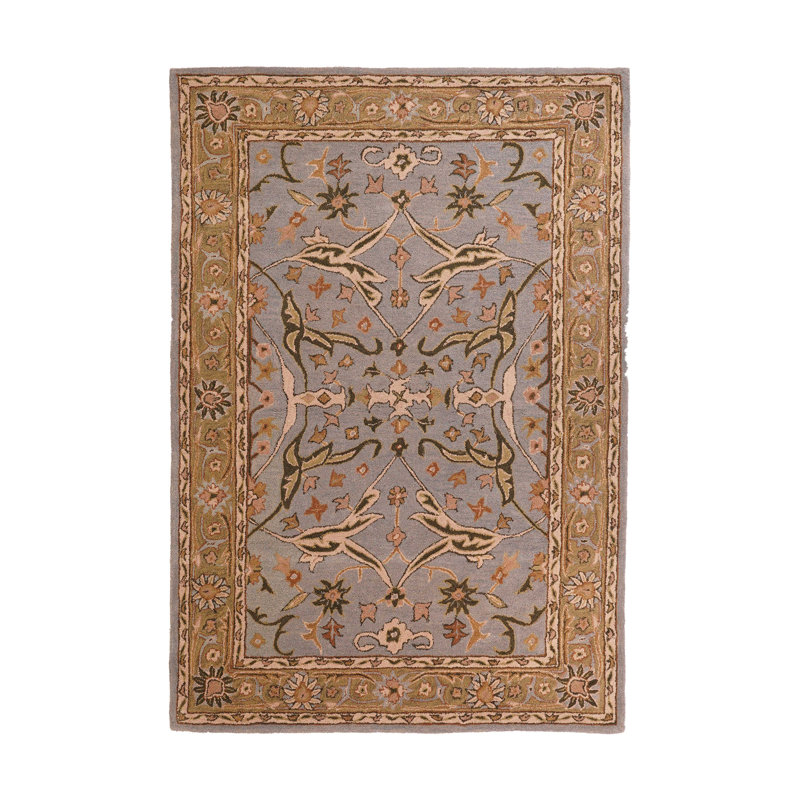 Lisi Hand Tufted Wool Eco-Friendly Area Rugs - Round, Blue Green Color, Oriental Design, High Pile Thick Handmade Anti Skid Area Rugs for Living Room, Bedroom